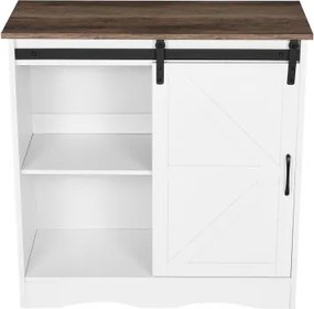 VEVOR Coffee Bar Cabinet 3-Tier Coffee Bar Table with Barn Doors Brown White