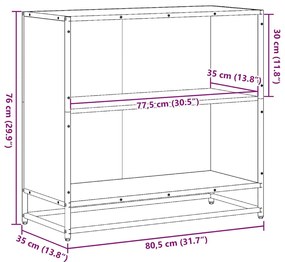 Βιβλιοθήκη Καφέ Δρυς 80,5x35x76 εκ. Επεξεργασμένο Ξύλο - Καφέ