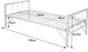 Κρεβάτι-Καναπές Remmie pakoworld μέταλλο λευκό 90x190εκ
