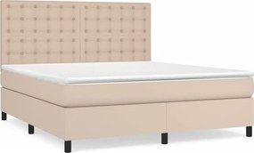 vidaXL Κρεβάτι Boxspring με Στρώμα Καπουτσίνο 160x200εκ.από Συνθ.Δέρμα