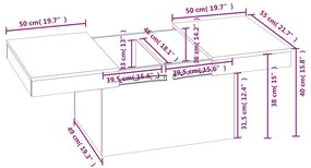 Τραπεζάκι Σαλονιού Καφέ Δρυς 100x55x40 εκ. Επεξεργασμένο Ξύλο - Καφέ