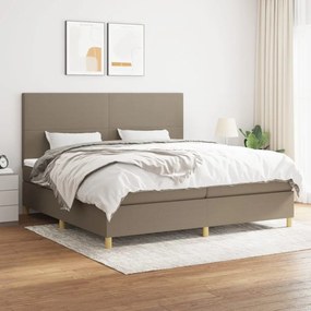 Κρεβάτι Boxspring με Στρώμα Taupe 200x200 εκ. Υφασμάτινο - Μπεζ-Γκρι