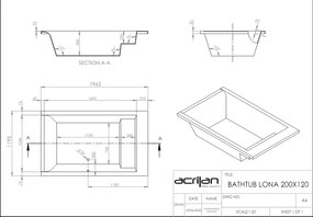 Acrilan Lona White Gloss - Μπανιέρα Υδρομασάζ 200x120 εκ - Maxxcoat, Αερομασάζ