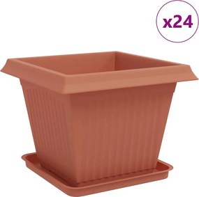 vidaXL Γλάστρες φυτών 24 τμχ. Κεραμιδί Πλαστικό