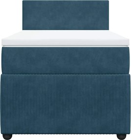 vidaXL Κρεβάτι Boxspring με Στρώμα Μπλε 100x200 εκ. Βελούδινο