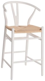 Σκαμπό Μπαρ Brave HM9405.03 Μεσαίου Ύψους 48x53x100cm Με Διχαλωτή Πλάτη White-Beige Wood, Rope