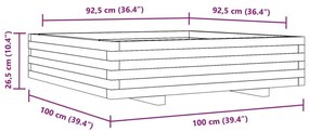 Ζαρντινιέρα Κήπου Λευκή 100x100x26,5 εκ. από Μασίφ Ξύλο Πεύκου - Λευκό