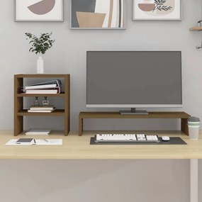 vidaXL Βάση Οθόνης Καφέ 81x20x30 εκ. από Μασίφ Ξύλο Πεύκου