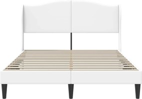 vidaXL Σκελετός Κρεβατιού με κεφαλάρι Λευκό 160 x 200 cm Τεχνητό Δέρμα