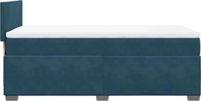 vidaXL Κρεβάτι Boxspring με Στρώμα Μπλε 90x200 εκ. Βελούδινο