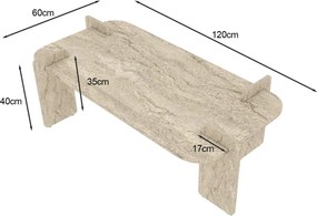 Τραπεζάκι Σαλονιού Τραβερτίνη FLOGRAS 120x60x35
