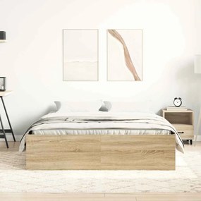 vidaXL Πλαίσιο Κρεβατιού Sonoma Δρυς 120 x 190 εκ. Small Double