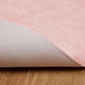 vidaXL Χαλί από τεχνητό πρόβειο δέρμα TAFALLA Ροζ Ø 160 cm Πολυεστέρας