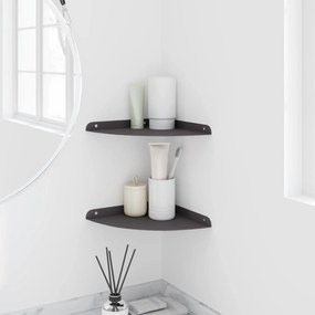 vidaXL Floating Ράφι Γωνίας με ράφι 2 pcs Μαύρο 24 x 24 x 2 εκ