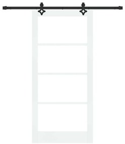 vidaXL Συρόμενη Πόρτα Χειροκίνητος Λευκό 93 x 202 cm Ξύλο και μέταλλο
