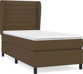 vidaXL Κρεβάτι Boxspring με Στρώμα Σκούρο Καφέ 80x200 εκ. Υφασμάτινο