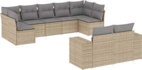 vidaXL Σαλόνι Κήπου Σετ 9 τεμ. Μπεζ Συνθετικό Ρατάν με Μαξιλάρια