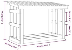 Ραφιέρα Καυσόξυλων Μαύρο 108x64,5x77 εκ. από Μασίφ Ξύλο Πεύκου