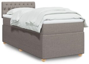 Κρεβάτι Boxspring με Στρώμα Taupe 90x200 εκ. Υφασμάτινο - Μπεζ-Γκρι