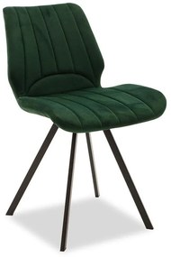 Καρέκλα Sabia βελούδο σκούρο πράσινο-μαύρο πόδι 45.5x58x80 εκ.