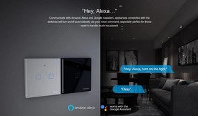 SONOFF smart διακόπτης ΤΧ-T3EU2C, αφής, Wi-Fi, διπλός, μαύρος