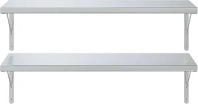 vidaXL Ράφια Τοίχου 2 τεμ. Ασημί 100x40 εκ. Ανοξείδωτο Ατσάλι