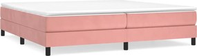 vidaXL Κρεβάτι Boxspring με Στρώμα Ροζ 200x200 εκ. Βελούδινο