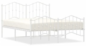 vidaXL Πλαίσιο Κρεβατιού με Κεφαλάρι/Ποδαρικό Λευκό 135x190εκ. Μέταλλο