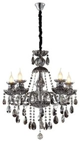 Artekko Chandelier Πολυέλαιος 8φωτος Ανθρακί Κρύσταλλο (80x80x70)cm