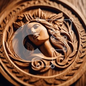 Intra Συλλεκτικό Ξύλινο Παζλ Plywood  4mm - Κυκλικό ξυλόγλυπτο με γυναικείο πρόσωπο Σε Ξύλινο Κουτί - Διαστάσεις Puzzle: 10x10 cm – 25 κομμάτια