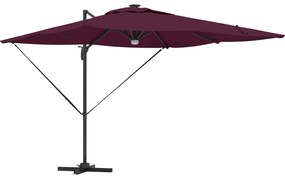 vidaXL Cantilever Roma Parasol με LEDs Μπορντό 286x285x270 εκ. Αλουμίνιο