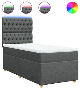 vidaXL Κρεβάτι Boxspring με Στρώμα Σκούρο Γκρι 100x200 εκ. Υφασμάτινο