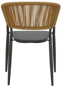 Πολυθρόνα Raven pakoworld στοιβαζόμενη rattan μπεζ-ανθρακί 57x62x78εκ