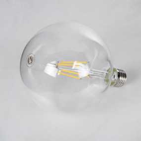 GloboStar® 99013 Λάμπα LED Long Filament E27 G125 Γλόμπος 8W 800lm 360° AC 220-240V IP20 Φ12.5 x Υ18cm Θερμό Λευκό 2700K με Διάφανο Γυαλί - Dimmable - 3 Years Warranty