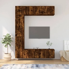 vidaXL Σετ Επίπλων Τηλεόρασης 7 Τεμαχίων Καπνιστή δρυς Επεξ. Ξύλο