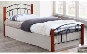NORTON Κρεβάτι Διπλό, για Στρώμα 140x190cm, Μέταλλο Βαφή Μαύρο, Ξύλο Καρυδί