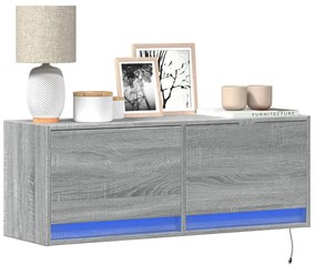 Έπιπλο Τοίχου Τηλεόρασης με LED Γκρι Sonoma 100x31x38 εκ.