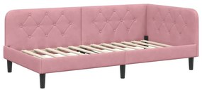 vidaXL Κρεβάτι Γωνίας με κεφαλάρι Ροζ 100 x 200 cm Βελούδο