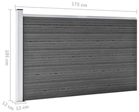 Σετ Πάνελ Περίφραξης Μαύρο 353 x 105 εκ. από WPC - Μαύρο