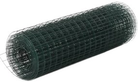 vidaXL Συρματόπλεγμα Κοτετσόσυρμα Πράσινο 25x0,5μ Ατσάλι Επικάλυψη PVC