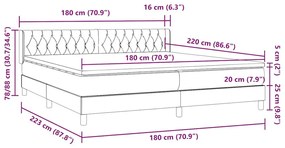 Box Spring Κρεβάτι με στρώμα Μαύρο 180x220 cm Βελούδινο - Μαύρο