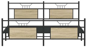 vidaXL Σκελετός Κρεβ. Χωρίς Στρώμα Sonoma Δρυς 160x200 εκ. Μεταλλικό