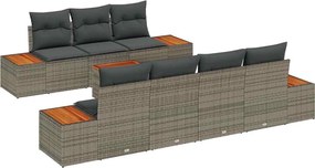 vidaXL Σετ Καναπέ Κήπου με μαξιλάρι 8 pcs Γκρι Πολυ ράταν
