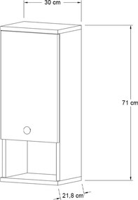 Ντουλάπι μπάνιου επιτοίχιο Mis Megapap χρώμα λευκό 30x21,8x71εκ.