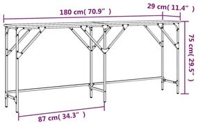 Τραπέζι Κονσόλα Γκρι Sonoma 180x29x75 εκ. Επεξεργασμένο Ξύλο - Γκρι