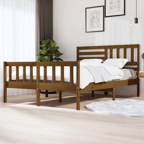 Σκελετός κρεβατιού Honey Brown 150x200 cm King Size Μασίφ Ξύλο - Καφέ