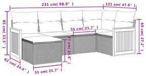 vidaXL Σαλόνι Κήπου 6 Τεμαχίων από Γκρι Συνθετικό Ρατάν με Μαξιλάρια