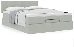 Οθωμανικό κρεβάτι με στρώμα ανοιχτό γκρι 140x200cm Βελούδο