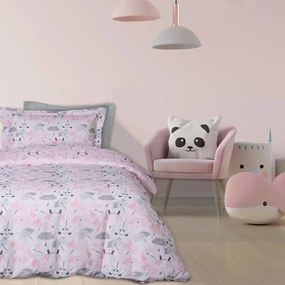 Παπλωματοθήκη Παιδική 4878 (Σετ 2τμχ) Pink-White-Grey Das Home Μονό 160x240cm Βαμβάκι-Πολυέστερ