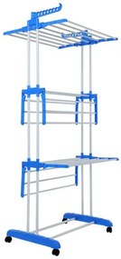 Herzberg HG-8034-BL Πτυσσόμενη Απλώστρα με Ρόδες Μπλε
